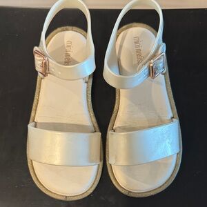 Mini Melissa Kids Cream Sandals with Gold Accents